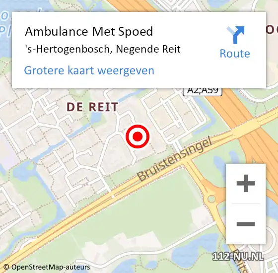Locatie op kaart van de 112 melding: Ambulance Met Spoed Naar 's-Hertogenbosch, Negende Reit op 11 mei 2019 12:00