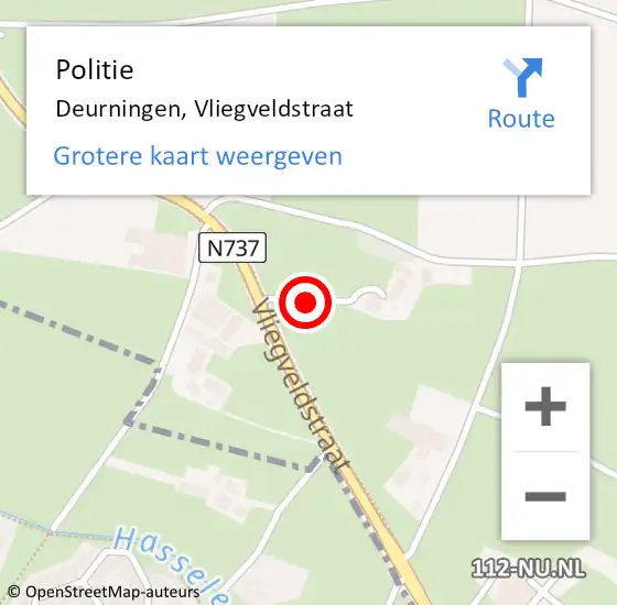 Locatie op kaart van de 112 melding: Politie Deurningen, Vliegveldstraat op 11 mei 2019 12:07