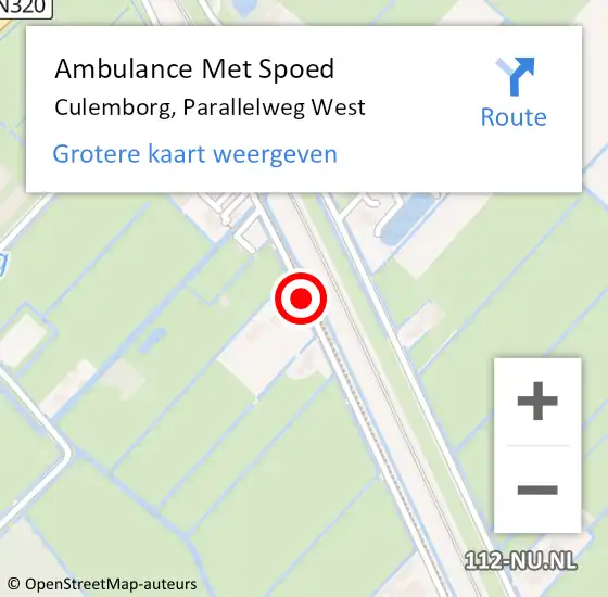 Locatie op kaart van de 112 melding: Ambulance Met Spoed Naar Culemborg, Parallelweg West op 11 mei 2019 12:23