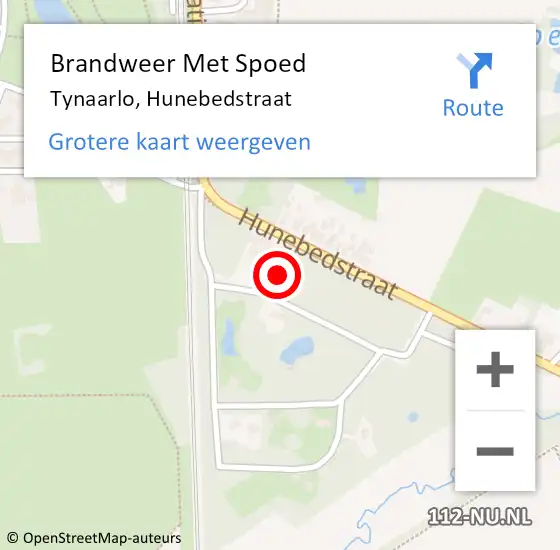 Locatie op kaart van de 112 melding: Brandweer Met Spoed Naar Tynaarlo, Hunebedstraat op 1 april 2014 01:16