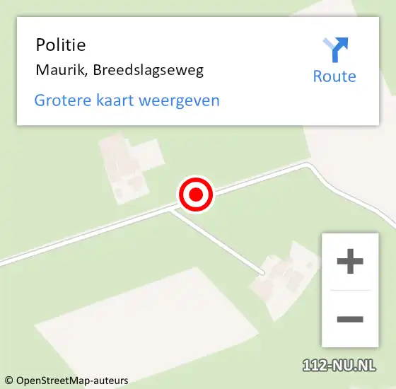 Locatie op kaart van de 112 melding: Politie Maurik, Breedslagseweg op 11 mei 2019 15:20