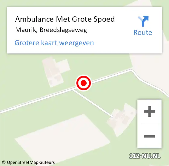 Locatie op kaart van de 112 melding: Ambulance Met Grote Spoed Naar Maurik, Breedslagseweg op 11 mei 2019 15:21