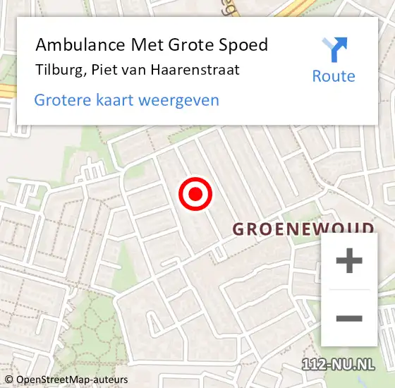 Locatie op kaart van de 112 melding: Ambulance Met Grote Spoed Naar Tilburg, Piet van Haarenstraat op 11 mei 2019 16:20