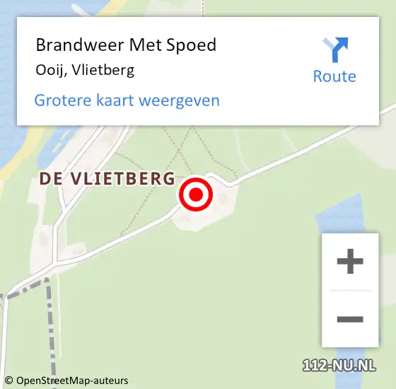 Locatie op kaart van de 112 melding: Brandweer Met Spoed Naar Ooij, Vlietberg op 1 april 2014 02:27