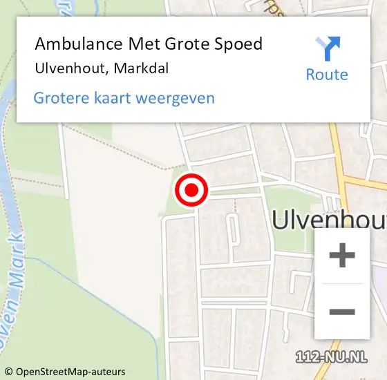 Locatie op kaart van de 112 melding: Ambulance Met Grote Spoed Naar Ulvenhout, Markdal op 11 mei 2019 17:20