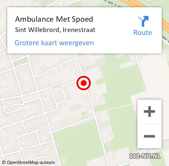 Locatie op kaart van de 112 melding: Ambulance Met Spoed Naar Sint Willebrord, Irenestraat op 11 mei 2019 17:37