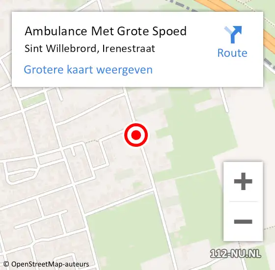 Locatie op kaart van de 112 melding: Ambulance Met Grote Spoed Naar Sint Willebrord, Irenestraat op 11 mei 2019 17:51