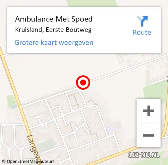 Locatie op kaart van de 112 melding: Ambulance Met Spoed Naar Kruisland, Eerste Boutweg op 11 mei 2019 18:00