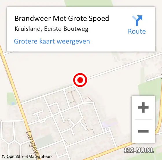 Locatie op kaart van de 112 melding: Brandweer Met Grote Spoed Naar Kruisland, Eerste Boutweg op 11 mei 2019 18:02