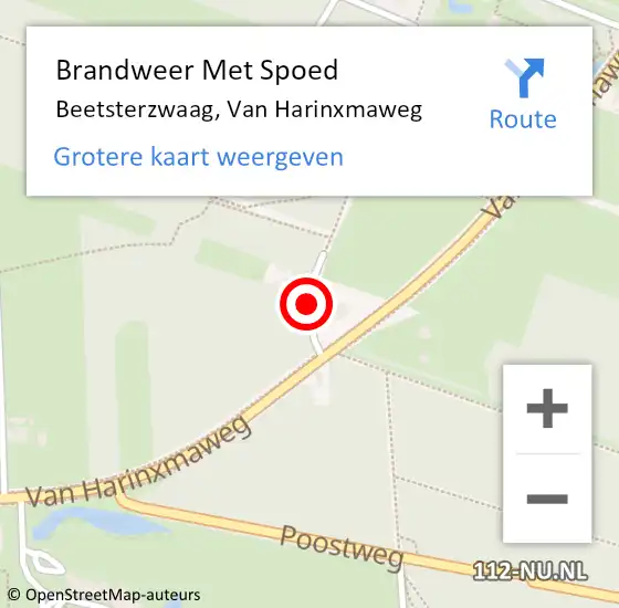 Locatie op kaart van de 112 melding: Brandweer Met Spoed Naar Beetsterzwaag, Van Harinxmaweg op 11 mei 2019 19:51