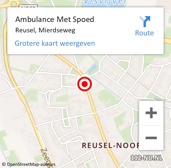 Locatie op kaart van de 112 melding: Ambulance Met Spoed Naar Reusel, Mierdseweg op 11 mei 2019 19:53