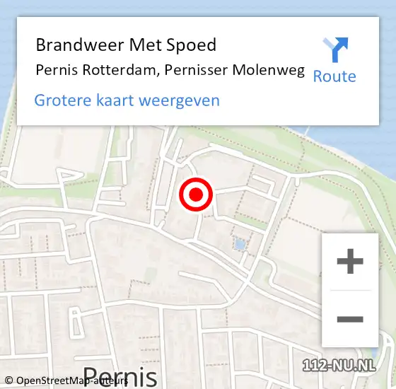 Locatie op kaart van de 112 melding: Brandweer Met Spoed Naar Pernis Rotterdam, Pernisser Molenweg op 11 mei 2019 19:55