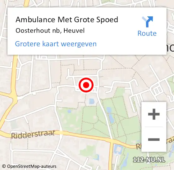 Locatie op kaart van de 112 melding: Ambulance Met Grote Spoed Naar Oosterhout nb, Heuvel op 11 mei 2019 20:15