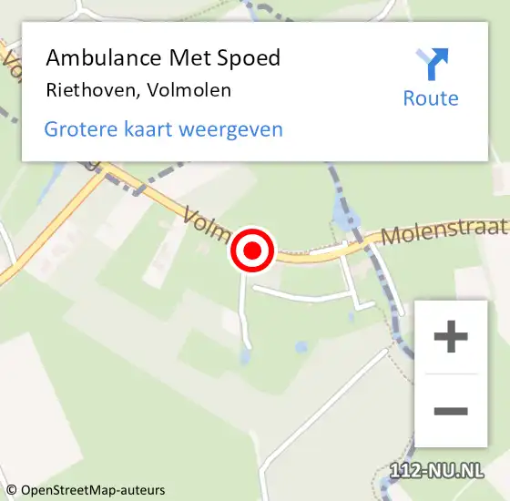 Locatie op kaart van de 112 melding: Ambulance Met Spoed Naar Riethoven, Volmolen op 11 mei 2019 20:34