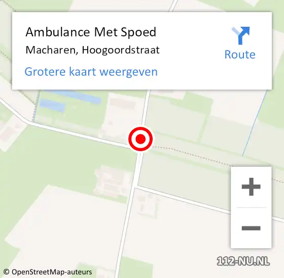 Locatie op kaart van de 112 melding: Ambulance Met Spoed Naar Macharen, Hoogoordstraat op 11 mei 2019 20:49