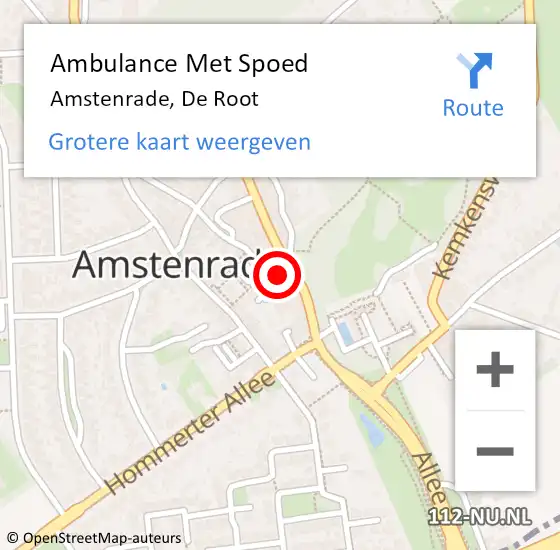 Locatie op kaart van de 112 melding: Ambulance Met Spoed Naar Amstenrade, De Root op 1 april 2014 03:48