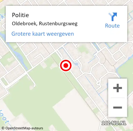 Locatie op kaart van de 112 melding: Politie Oldebroek, Rustenburgsweg op 11 mei 2019 21:18