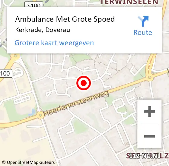 Locatie op kaart van de 112 melding: Ambulance Met Grote Spoed Naar Kerkrade, Doverau op 1 april 2014 03:55