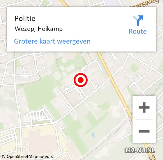 Locatie op kaart van de 112 melding: Politie Wezep, Heikamp op 11 mei 2019 22:35