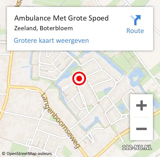 Locatie op kaart van de 112 melding: Ambulance Met Grote Spoed Naar Zeeland, Boterbloem op 11 mei 2019 23:33