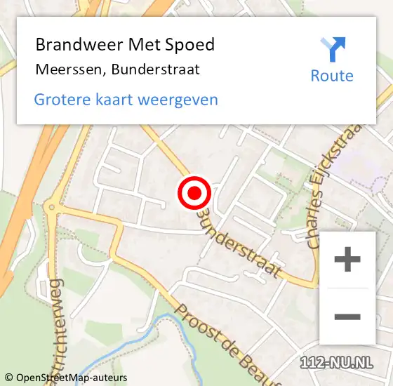 Locatie op kaart van de 112 melding: Brandweer Met Spoed Naar Meerssen, Bunderstraat op 12 mei 2019 01:49