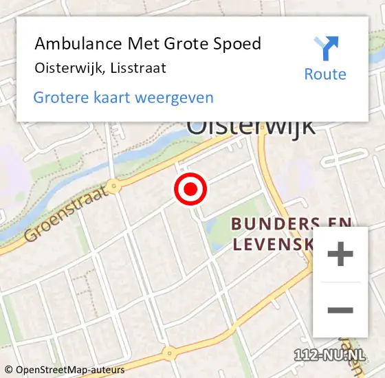 Locatie op kaart van de 112 melding: Ambulance Met Grote Spoed Naar Oisterwijk, Lisstraat op 12 mei 2019 02:31