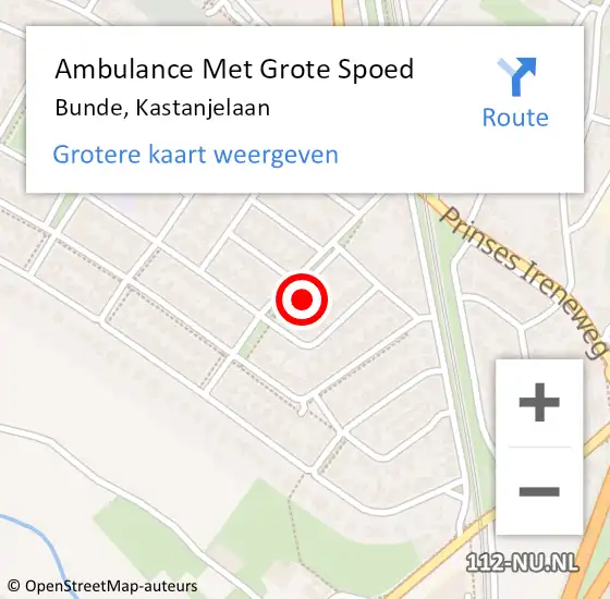 Locatie op kaart van de 112 melding: Ambulance Met Grote Spoed Naar Bunde, Kastanjelaan op 1 april 2014 05:31