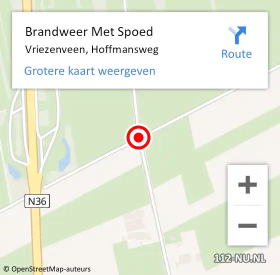 Locatie op kaart van de 112 melding: Brandweer Met Spoed Naar Vriezenveen, Hoffmansweg op 12 mei 2019 03:06