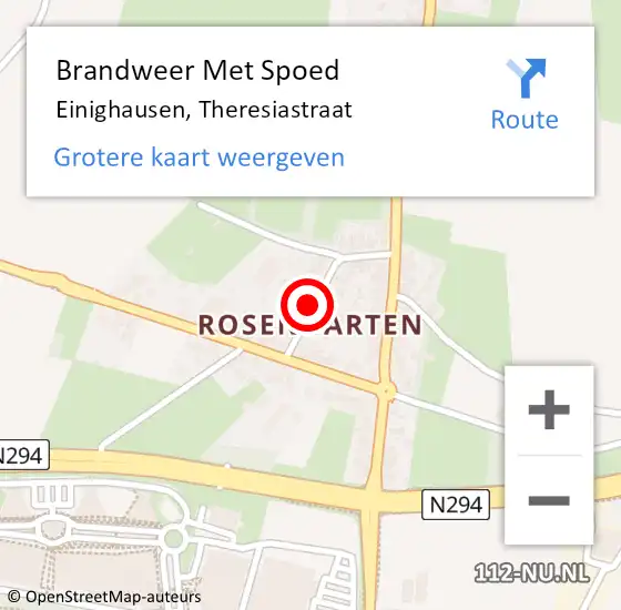 Locatie op kaart van de 112 melding: Brandweer Met Spoed Naar Einighausen, Theresiastraat op 12 mei 2019 06:58