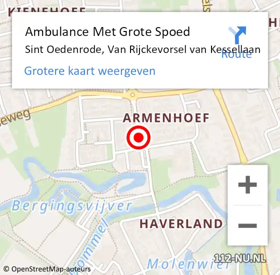 Locatie op kaart van de 112 melding: Ambulance Met Grote Spoed Naar Sint Oedenrode, Van Rijckevorsel van Kessellaan op 12 mei 2019 07:27
