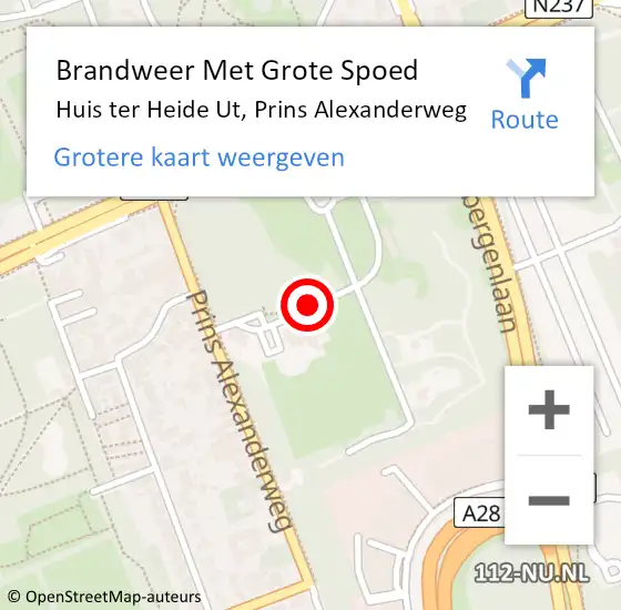 Locatie op kaart van de 112 melding: Brandweer Met Grote Spoed Naar Huis ter Heide Ut, Prins Alexanderweg op 12 mei 2019 08:08