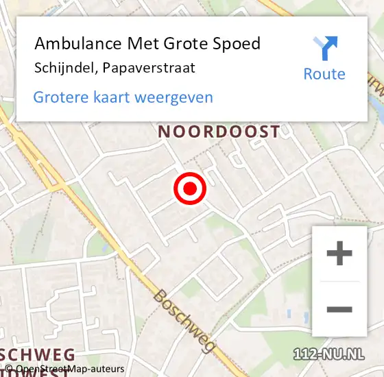 Locatie op kaart van de 112 melding: Ambulance Met Grote Spoed Naar Schijndel, Papaverstraat op 12 mei 2019 08:23