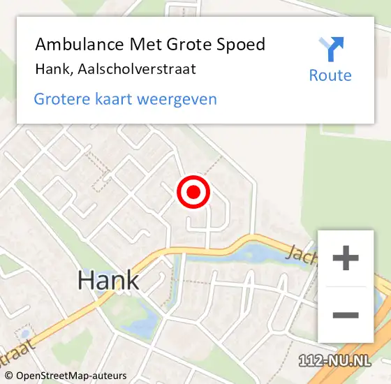 Locatie op kaart van de 112 melding: Ambulance Met Grote Spoed Naar Hank, Aalscholverstraat op 12 mei 2019 09:01