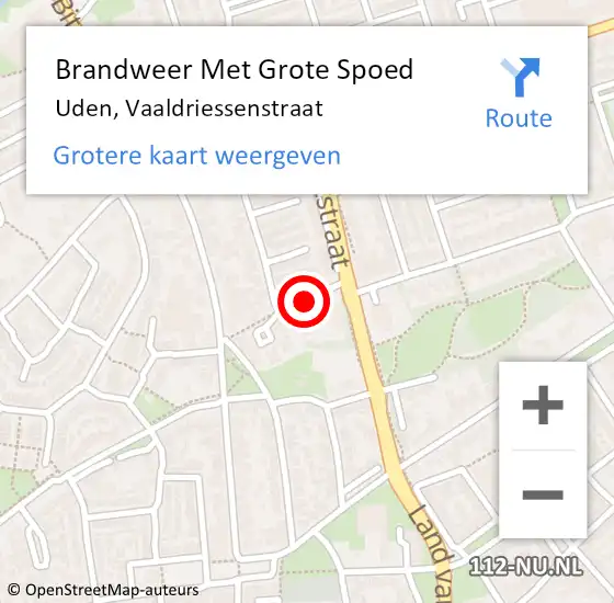 Locatie op kaart van de 112 melding: Brandweer Met Grote Spoed Naar Uden, Vaaldriessenstraat op 12 mei 2019 10:06