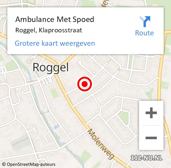 Locatie op kaart van de 112 melding: Ambulance Met Spoed Naar Roggel, Klaproosstraat op 12 mei 2019 10:11