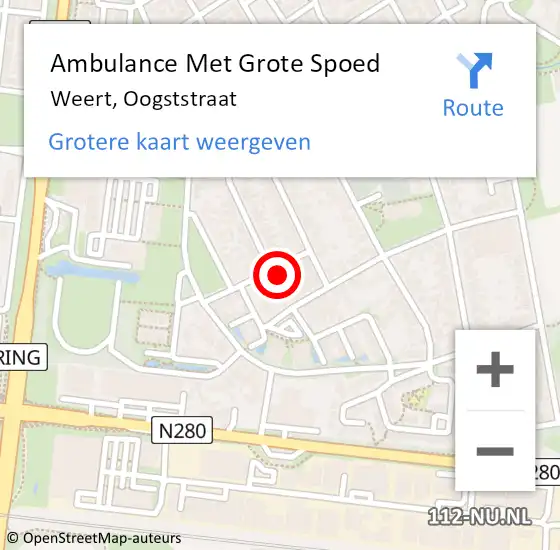 Locatie op kaart van de 112 melding: Ambulance Met Grote Spoed Naar Weert, Oogststraat op 1 april 2014 07:02