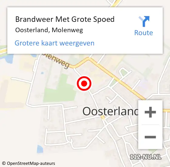 Locatie op kaart van de 112 melding: Brandweer Met Grote Spoed Naar Oosterland, Molenweg op 12 mei 2019 10:51