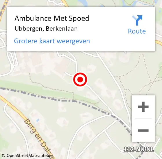 Locatie op kaart van de 112 melding: Ambulance Met Spoed Naar Ubbergen, Berkenlaan op 12 mei 2019 11:12