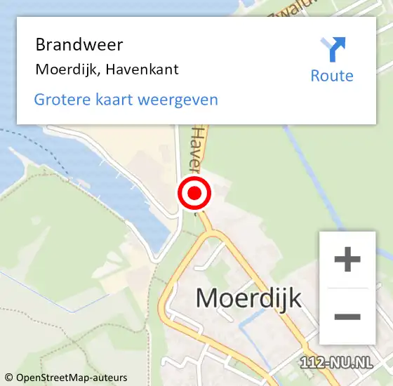 Locatie op kaart van de 112 melding: Brandweer Moerdijk, Havenkant op 12 mei 2019 11:29