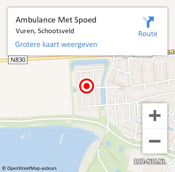 Locatie op kaart van de 112 melding: Ambulance Met Spoed Naar Vuren, Schootsveld op 12 mei 2019 12:54