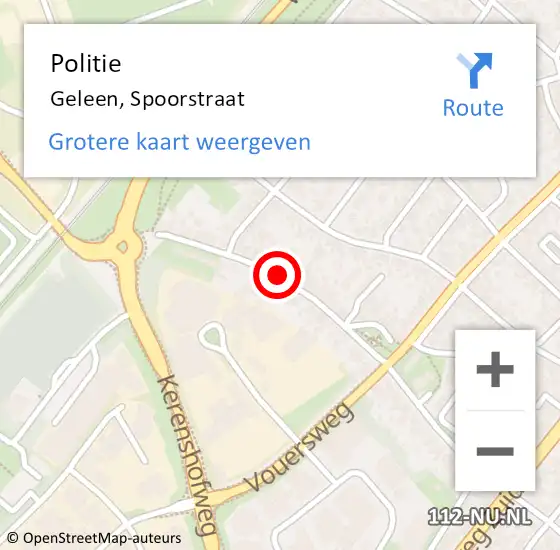 Locatie op kaart van de 112 melding: Politie Geleen, Spoorstraat op 12 mei 2019 13:11