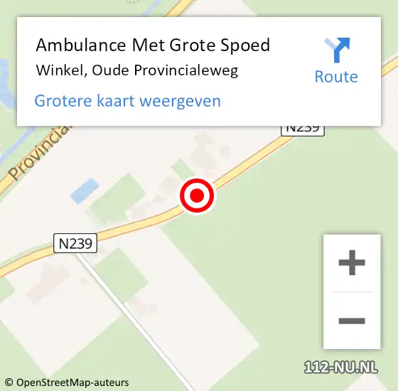 Locatie op kaart van de 112 melding: Ambulance Met Grote Spoed Naar Winkel, Oude Provincialeweg op 12 mei 2019 13:12