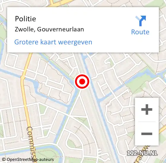 Locatie op kaart van de 112 melding: Politie Zwolle, Gouverneurlaan op 12 mei 2019 13:15