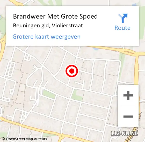 Locatie op kaart van de 112 melding: Brandweer Met Grote Spoed Naar Beuningen gld, Violierstraat op 12 mei 2019 14:16