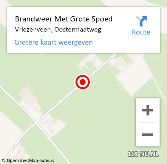 Locatie op kaart van de 112 melding: Brandweer Met Grote Spoed Naar Vriezenveen, Oostermaatweg op 12 mei 2019 14:26