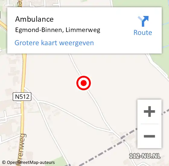 Locatie op kaart van de 112 melding: Ambulance Egmond-Binnen, Limmerweg op 12 mei 2019 14:31