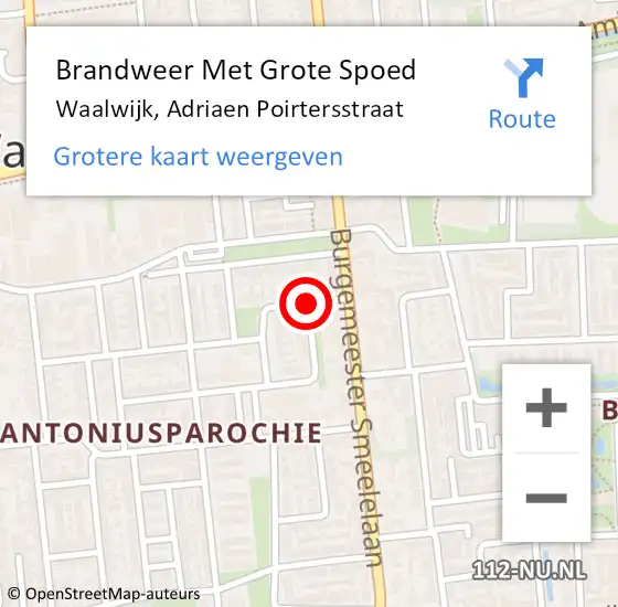 Locatie op kaart van de 112 melding: Brandweer Met Grote Spoed Naar Waalwijk, Adriaen Poirtersstraat op 12 mei 2019 14:47