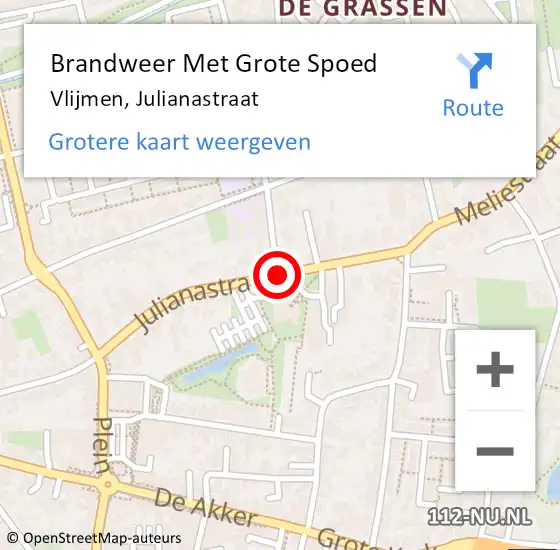 Locatie op kaart van de 112 melding: Brandweer Met Grote Spoed Naar Vlijmen, Julianastraat op 12 mei 2019 14:55