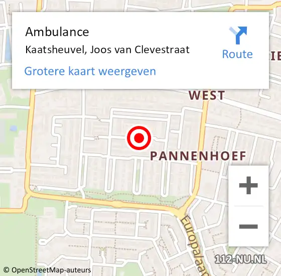 Locatie op kaart van de 112 melding: Ambulance Kaatsheuvel, Joos van Clevestraat op 12 mei 2019 15:17