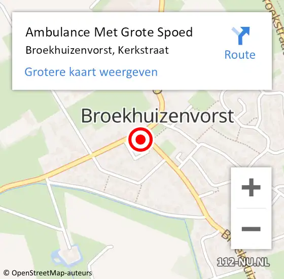 Locatie op kaart van de 112 melding: Ambulance Met Grote Spoed Naar Broekhuizenvorst, Kerkstraat op 1 april 2014 07:51